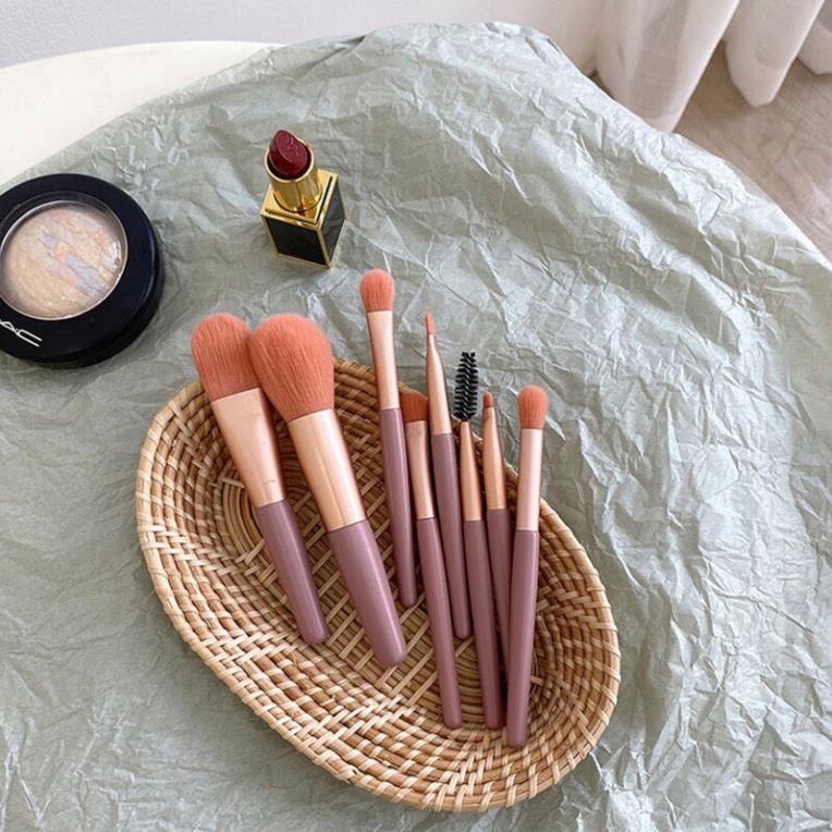 Bộ cọ gốm 8 cây Trang Điểm Cá Nhân Kèm Túi Zip siêu Mềm - LADY