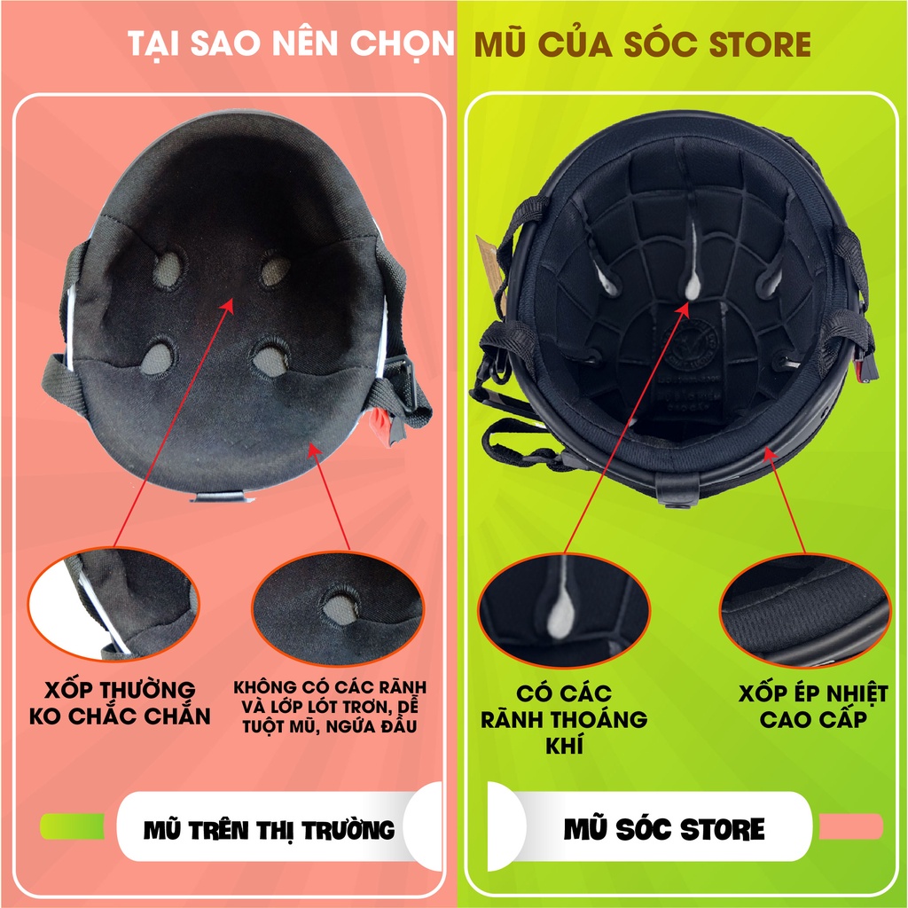 Mũ bảo hiểm nửa đầu 1/2 in hình Khủng long đen kính phi công Sóc Store Vietnam