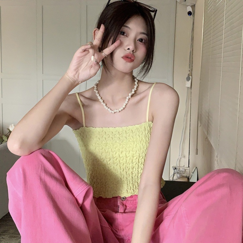 Áo Croptop Hai Dây Màu Trơn Dáng Ôm Gợi Cảm Cho Bạn Gái