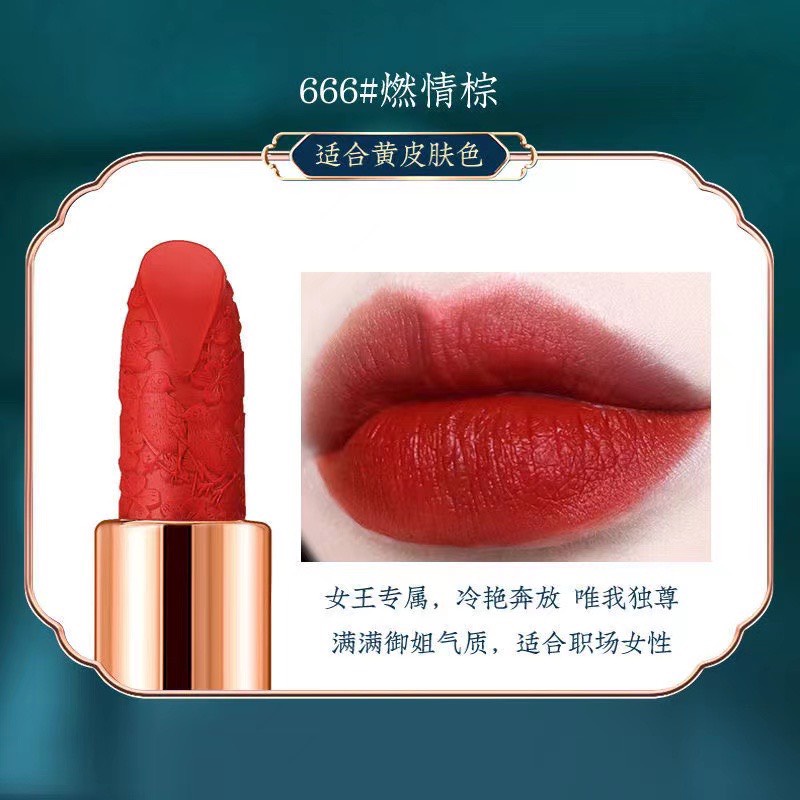 Son Môi Lì Mịn Như Nhung Không Phai Màu Phong Cách Hoàng Cung nội địa Trung Dưỡng Ẩm Không Phai Màu Cho Nữ