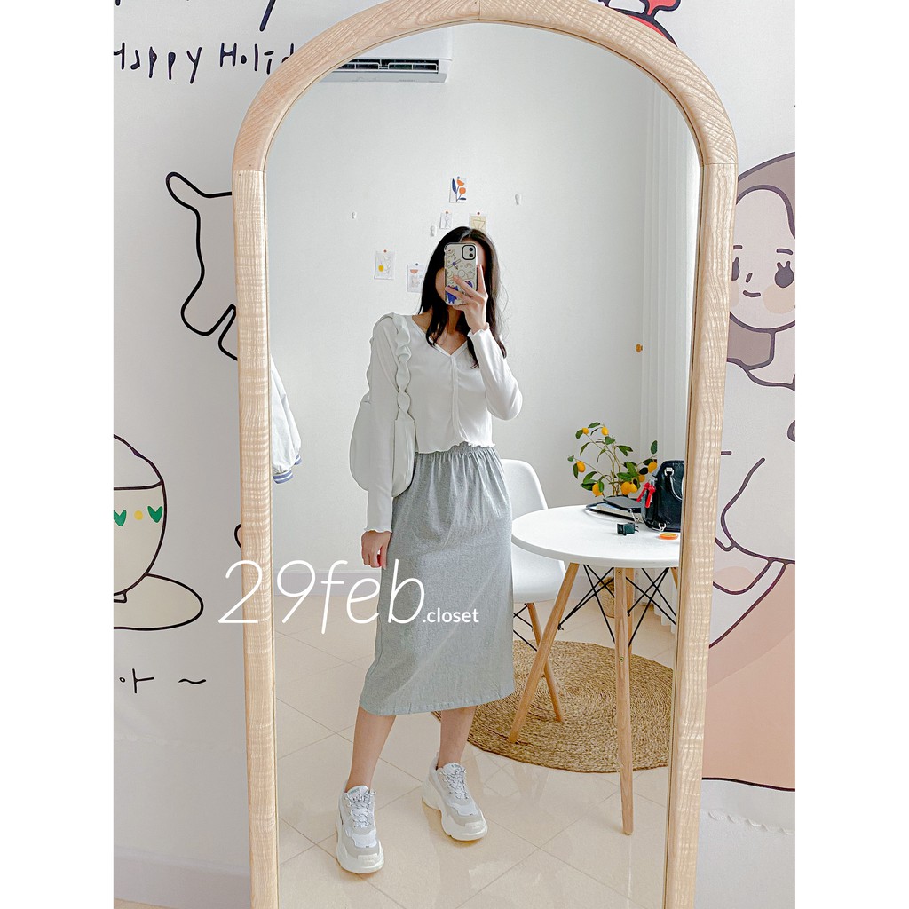 Chân váy cotton suông xẻ sau (Ảnh thật)