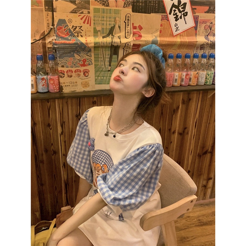 Áo Thun Ngắn Tay In Họa Tiết Hoạt Hình Phong Cách Hàn Quốc Thời Trang Cho Nữ