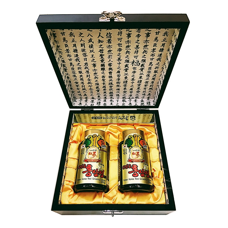 Cao Hồng Sâm 6 Năm Hộp Gỗ Đen 2 Lọ Hàn Quốc - linhnhikorea