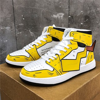 ✳Pikachu đồng thương hiệu giày ajj cao cổ Air Force One mùa thu / đông bùng nổ thay đổi trong nam và nữ hợp thời tr