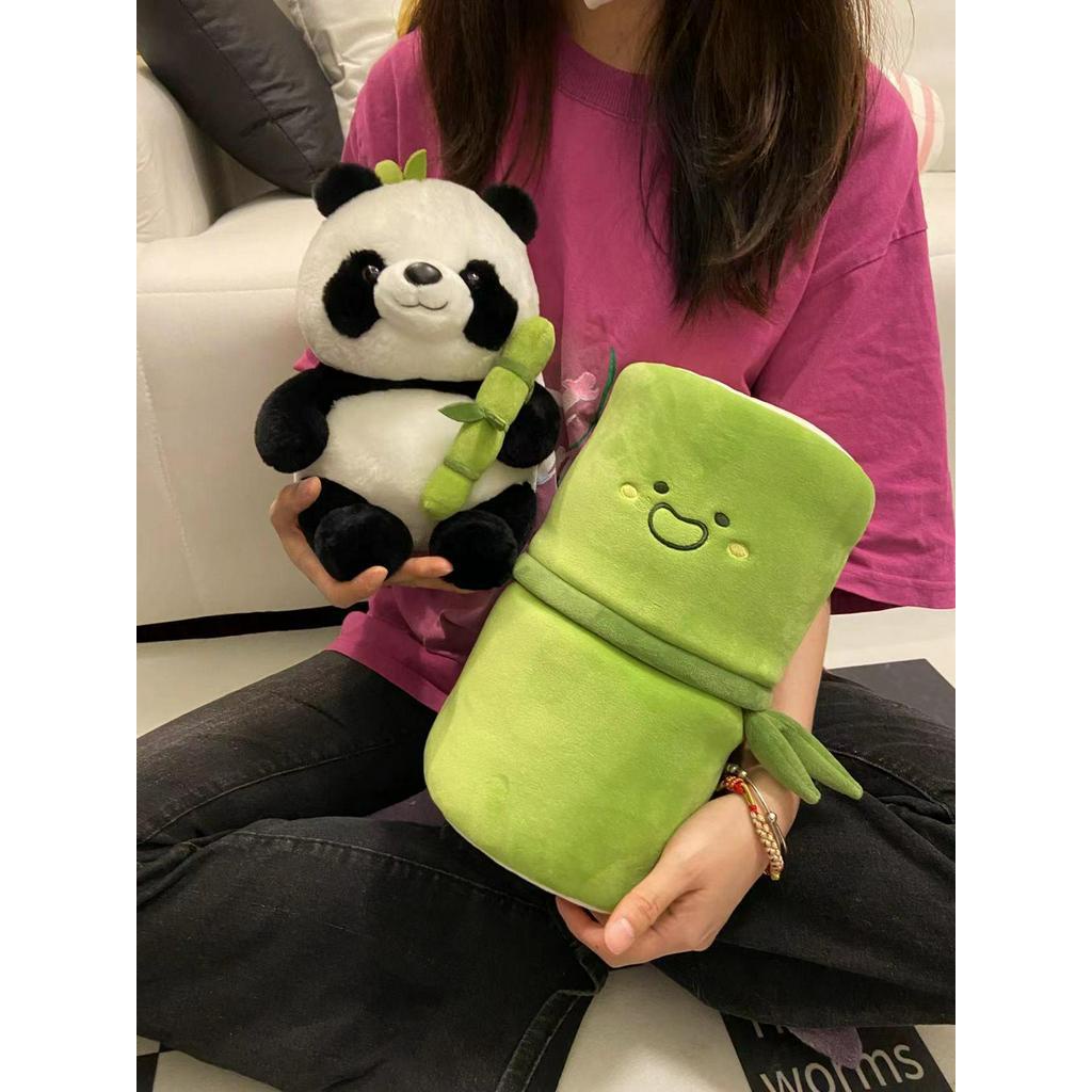 TikTok Hot! 2 Trong 1 Ống Tre Gấu Trúc Sang Trọng Đồ Chơi Gấu Trúc Dễ Thương Gối Búp Bê Gấu Bông Gấu Bông Gấu Trúc Sang Trọng Búp Bê Quà Tặng
