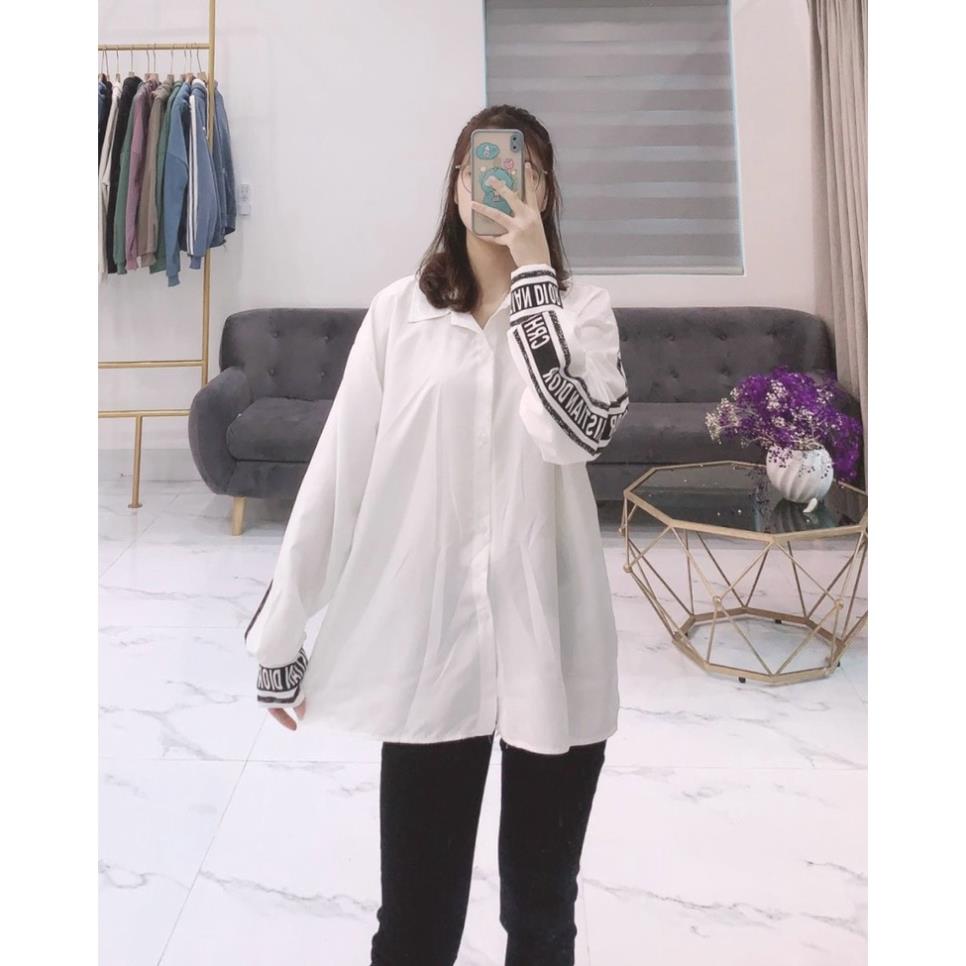 Áo Sơ Mi  Nữ Form Rộng Viền Tay Dày Mịn Unisex Thiết Kế Thời Trang Kiểu Dáng