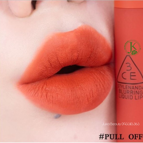 Son 3CE Blurring Liquid Lip Pull Off Màu Cam CÀ RỐT