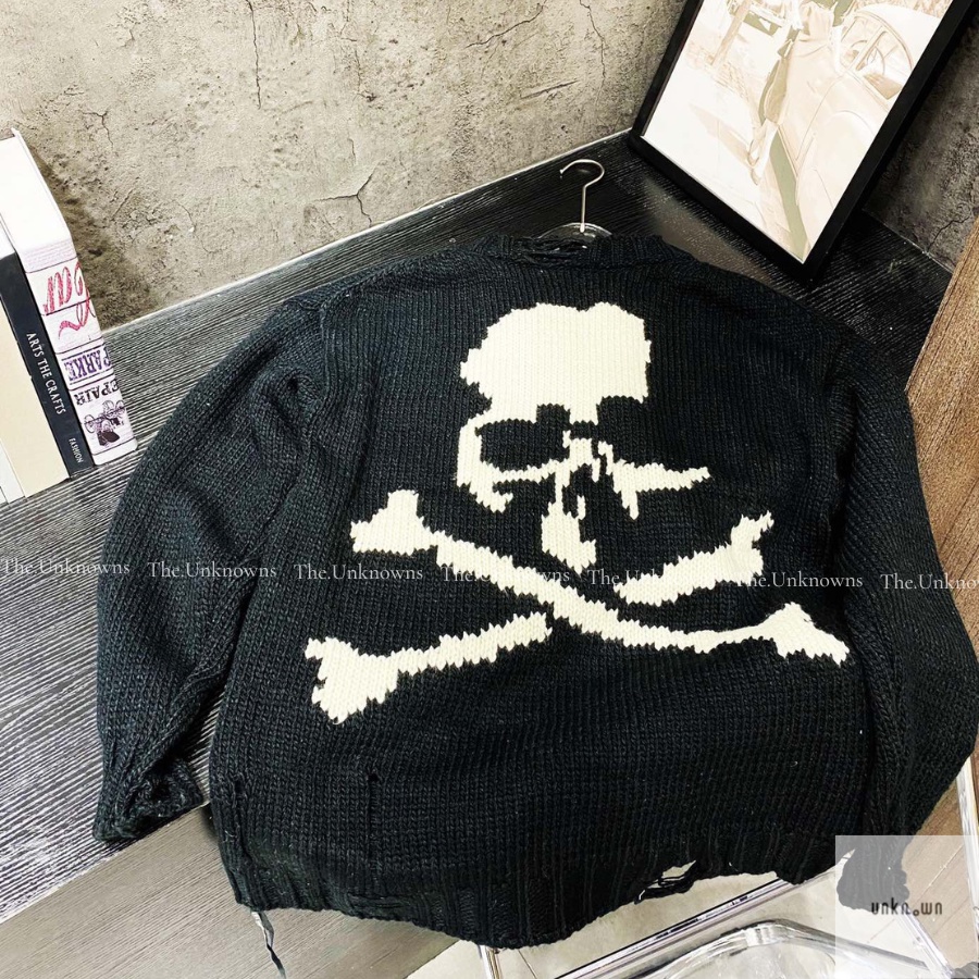 👑👑 -Áo len MASTERMIND WORLD Cashmere Knit Skull Jumper in Black, Áo len unisex Master Mind cao cấp