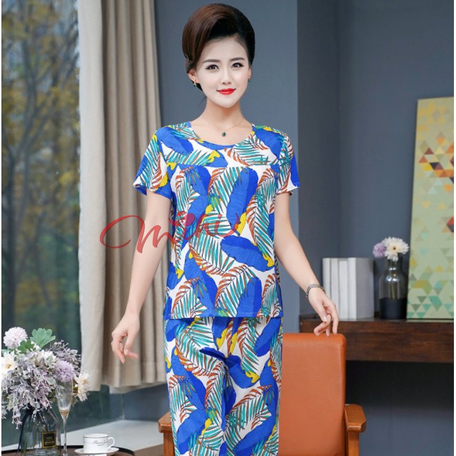 Đồ bộ trung niên nữ B79a - Quần áo ngủ mặc nhà cho mẹ chất lanh lụa đẹp kiểu thời trang mùa hè sang trọng giá rẻ Bigsize