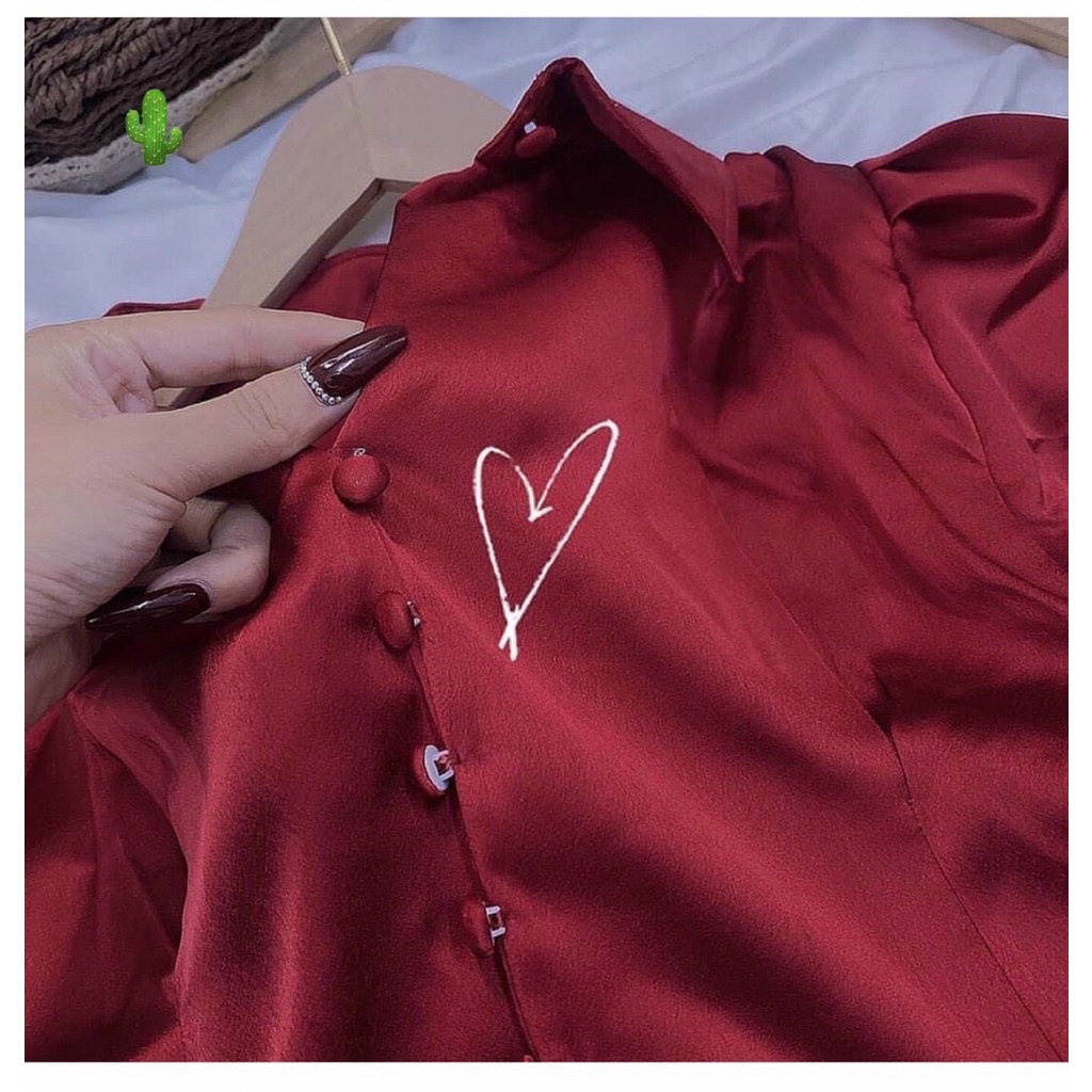 áo sơ mi tiểu thư phi lụa nơ sau phối nút