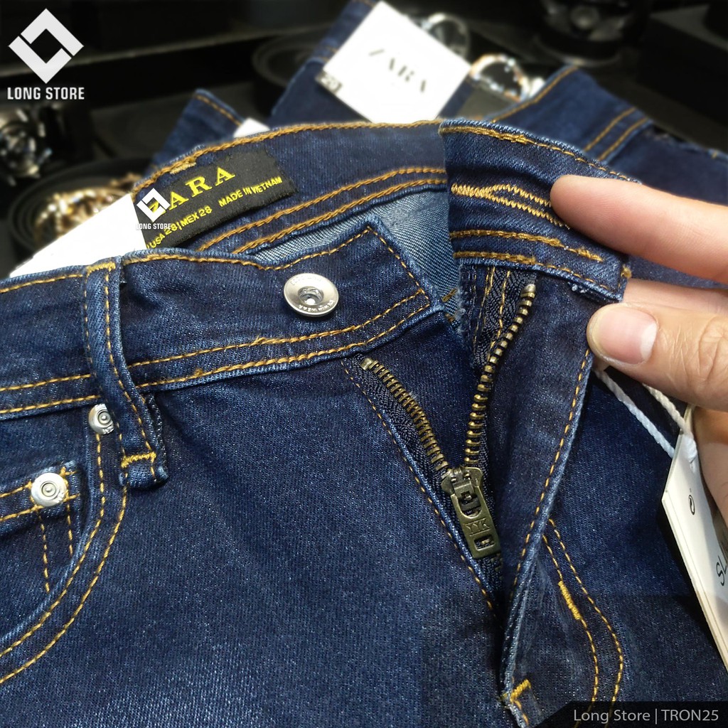 Quần jean nam trơn ZA.RA dáng suông màu xanh đậm, chất vải bò cotton spandex co giãn 4 chiều [Có Big Size] Tron25 | BigBuy360 - bigbuy360.vn