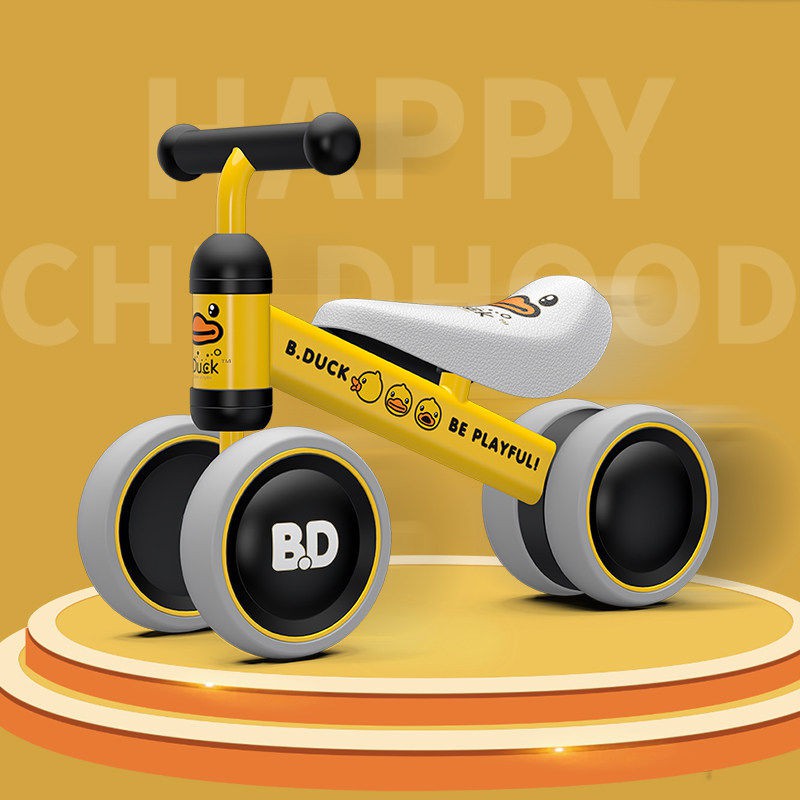 ▲◈Happy Children Balance Scooter, Baby Walker, Quà tặng sinh nhật cho Bé 1-3 tuổi Sữa chua Xe trượt Scooter <