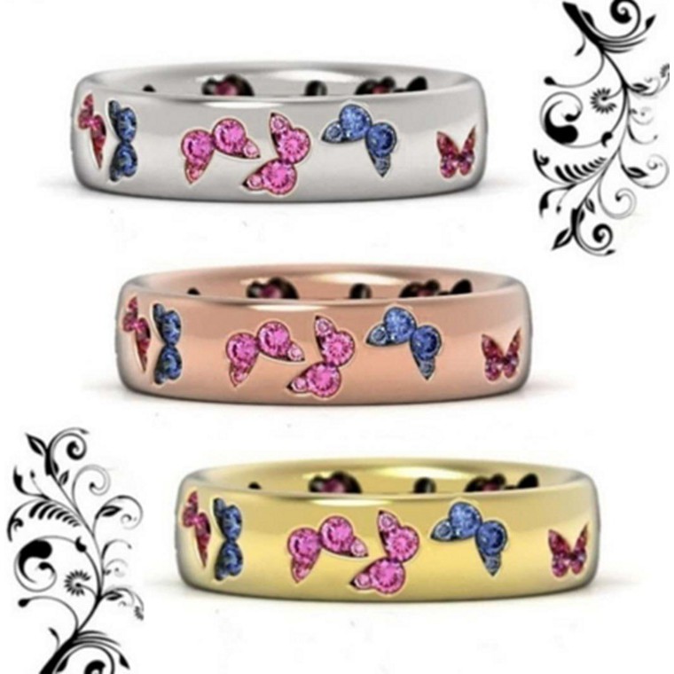 Nhẫn thời trang trang trí bươm bướm đính đá nhân tạo thanh lịch cho nữ