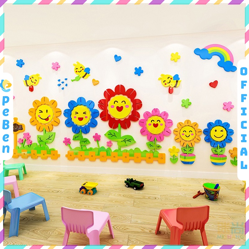 Tranh Mica trang trí Hoa đồng tiền Trang trí phòng cho bé, nhà trẻ Nhiều Size - EPeBen