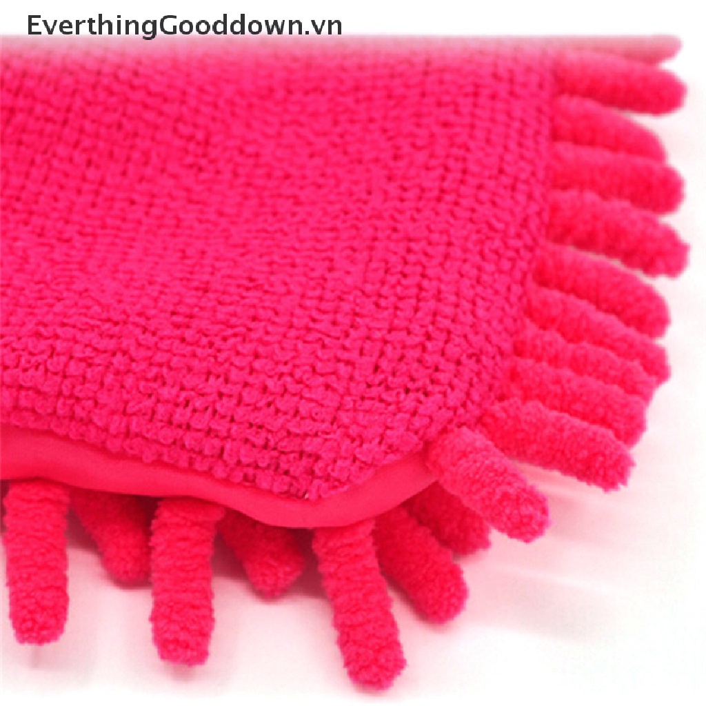 Găng Tay Rửa Xe Hơi 2 Trong 1 Bằng Sợi Microfiber Mềm Mại Chống Trầy Xước