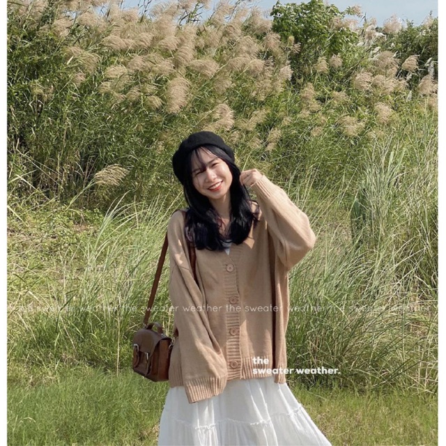 Áo khoác cardigan len trơn oversize | BigBuy360 - bigbuy360.vn