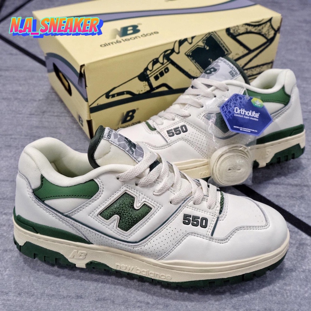 Giày New Balance 550 ‘White Green’ S.Cấp, Giày NB 550 trắng xanh nam nữ Full Bill, Box