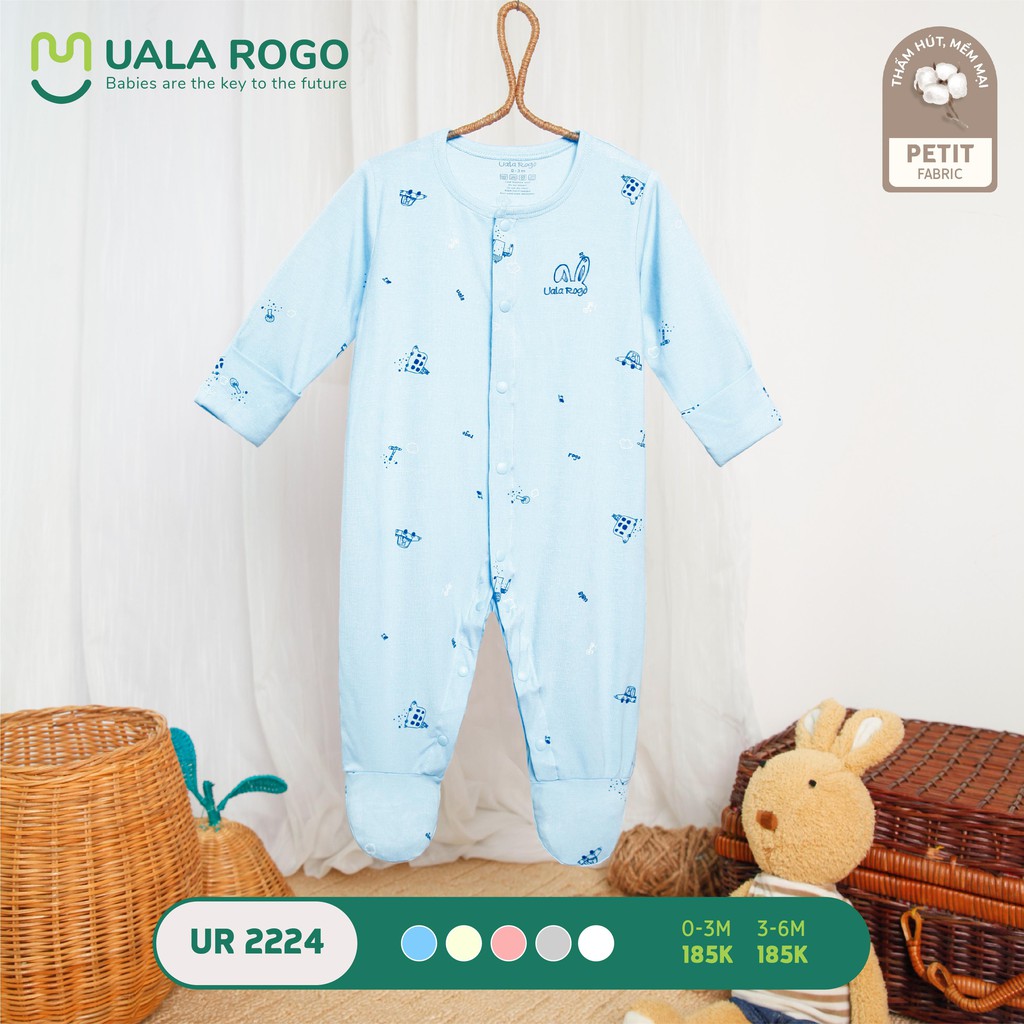 Bodysuit liền tay liền chân petit họa tiết giao thông sơ sinh bé trai bé gái uala rogo 2224