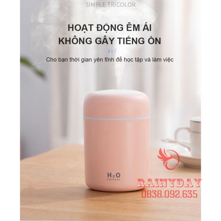 [Hàng Cao Câp] Máy phun sương tạo độ ẩm không khí mini Humidifier cho xe hơi ô tô để phòng usb có đèn led 300ml .