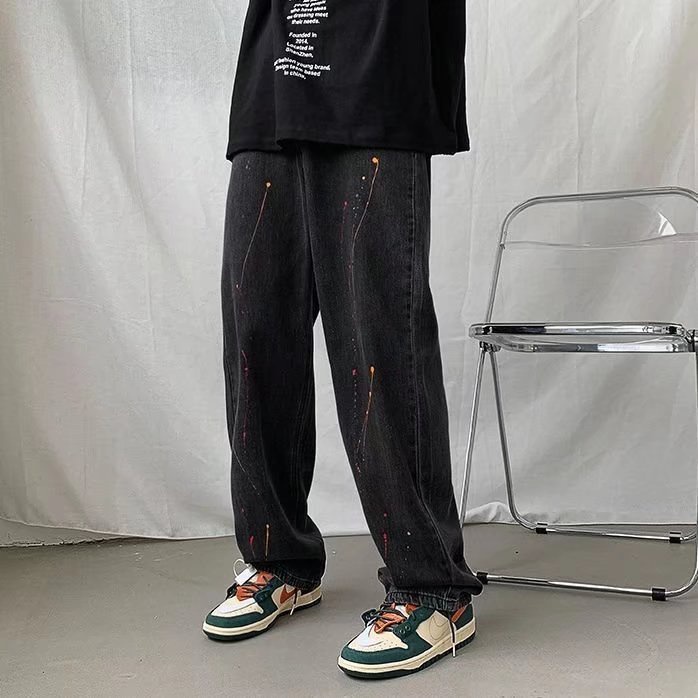 Quần Jean Dài Dáng Rộng Ống Suông Thời Trang Mùa Xuân Thu Phong Cách hiphop Dành Cho Nam