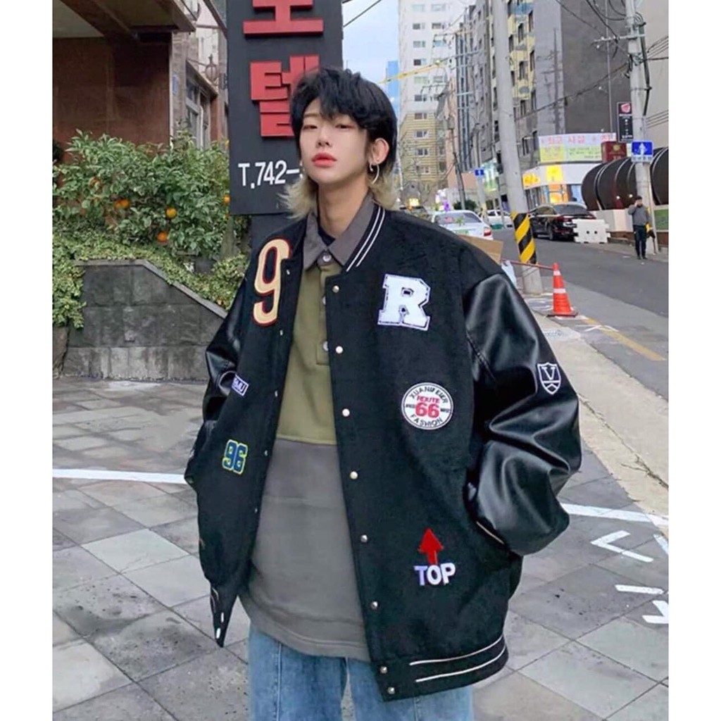 Áo Bomber Bóng Chày NY Tay Pha Da Lì Siêu Ngầu Nguyễn Hoa | BigBuy360 - bigbuy360.vn