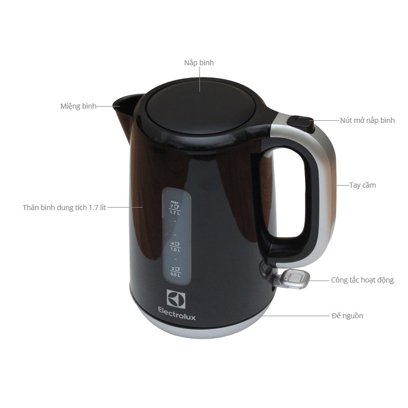 Bình siêu tốc Electrolux EEK3505 1.7 lít bảo hành 24 tháng