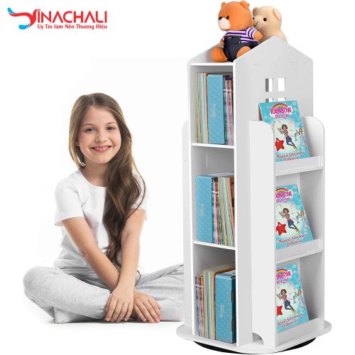 Kệ Sách Xoay 360 Phù Hợp Mọi Lứa Tuổi - Gỗ Nhựa Bền Bĩ Không Cong Vênh Mối Mọt, Chống Nước 100%