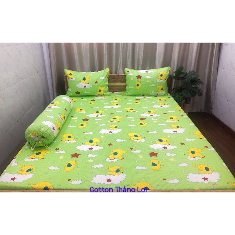 BỘ DRAP 4 MÓN VẢI COTTON THẮNG LỢI CHUẨN LOGO CTY 100% (Size M2x2M) chat chọn mẫu