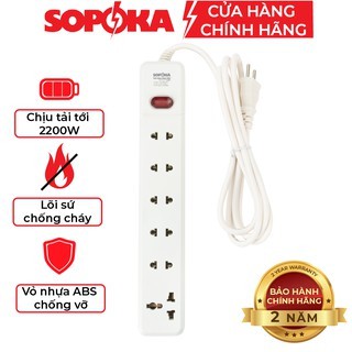 Ổ cắm điện liền dây chịu tải 1200W SOPOKA 3M1-6M1 công tắc an toàn