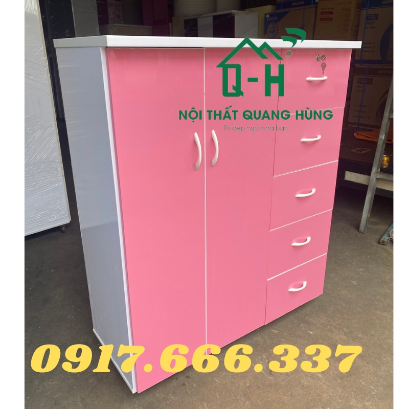TỦ QUẦN ÁO NHỰA CHO BÉ 1M25 MÀU HỒNG