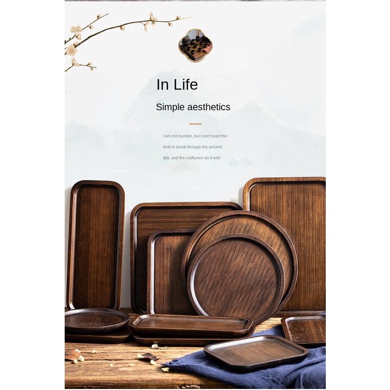 Khay Đựng Trà/Trái Cây/Bánh Mì/Đồ Nướng Bằng Gỗ Cây Óc Chó Màu Sắc