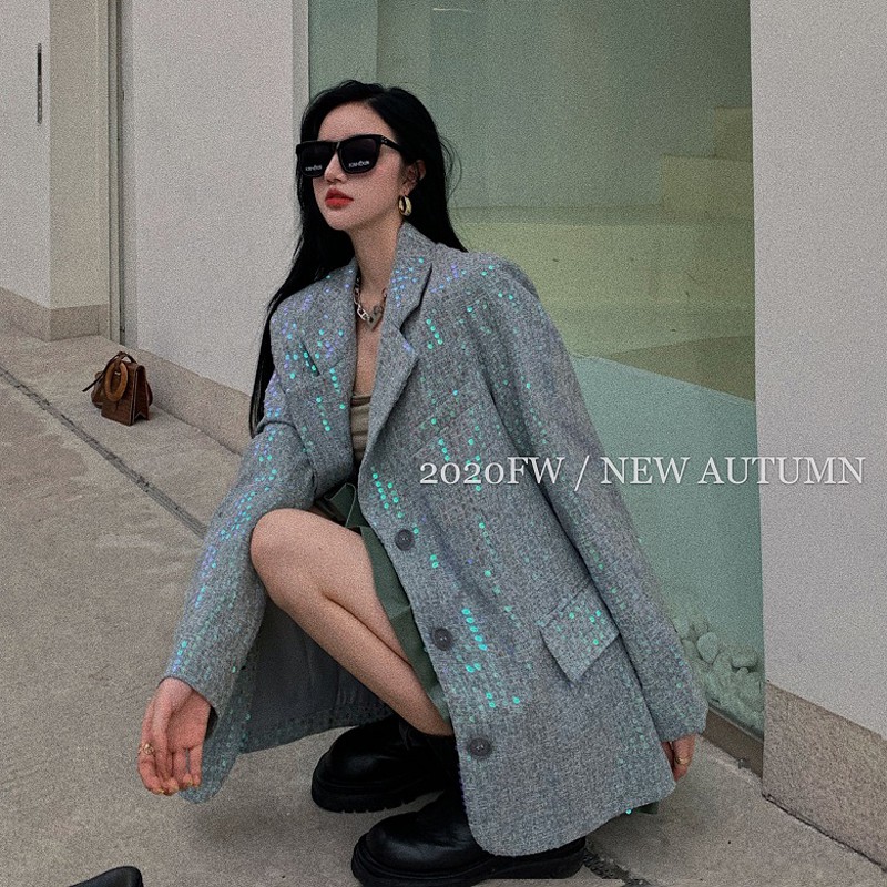 (A4000) áo vest sequin bling bling ulzzang hàn quốc lấp lánh ánh xanh xám size S M L(kèm ảnh khách )