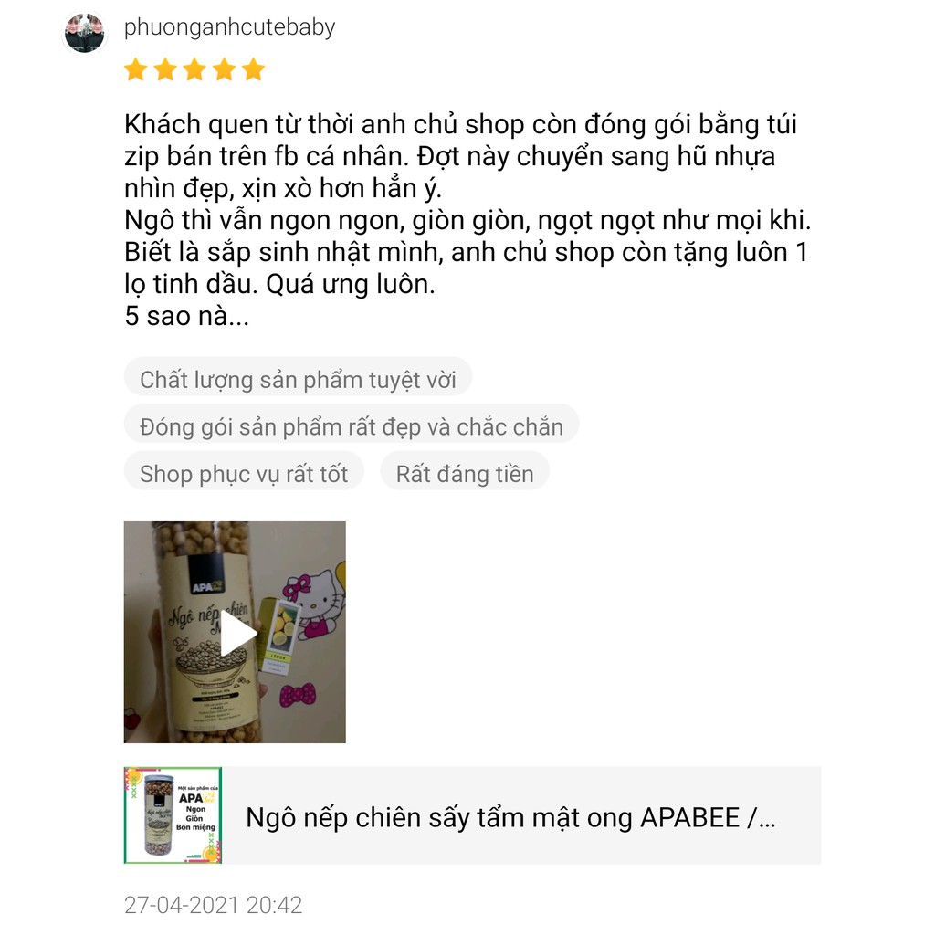 Ngô chiên sấy tẩm mật ong APABEE 480g. Đồ ăn vặt đậu hạt văn phòng siêu ngon, ngọt, giòn, cực bon miệng. | BigBuy360 - bigbuy360.vn