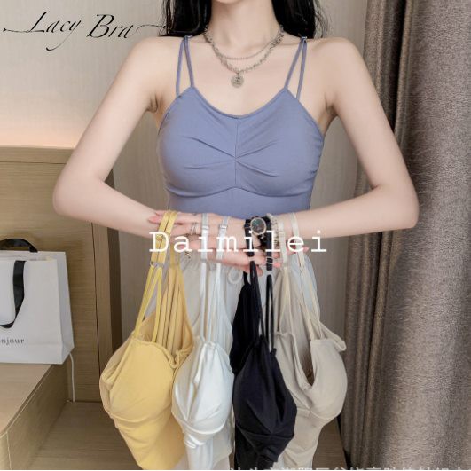 Áo Bra Lửng Cotton Mềm Xếp Ngực Xinh Xắn Dây Lưng Chéo Lacy Bra - AL24