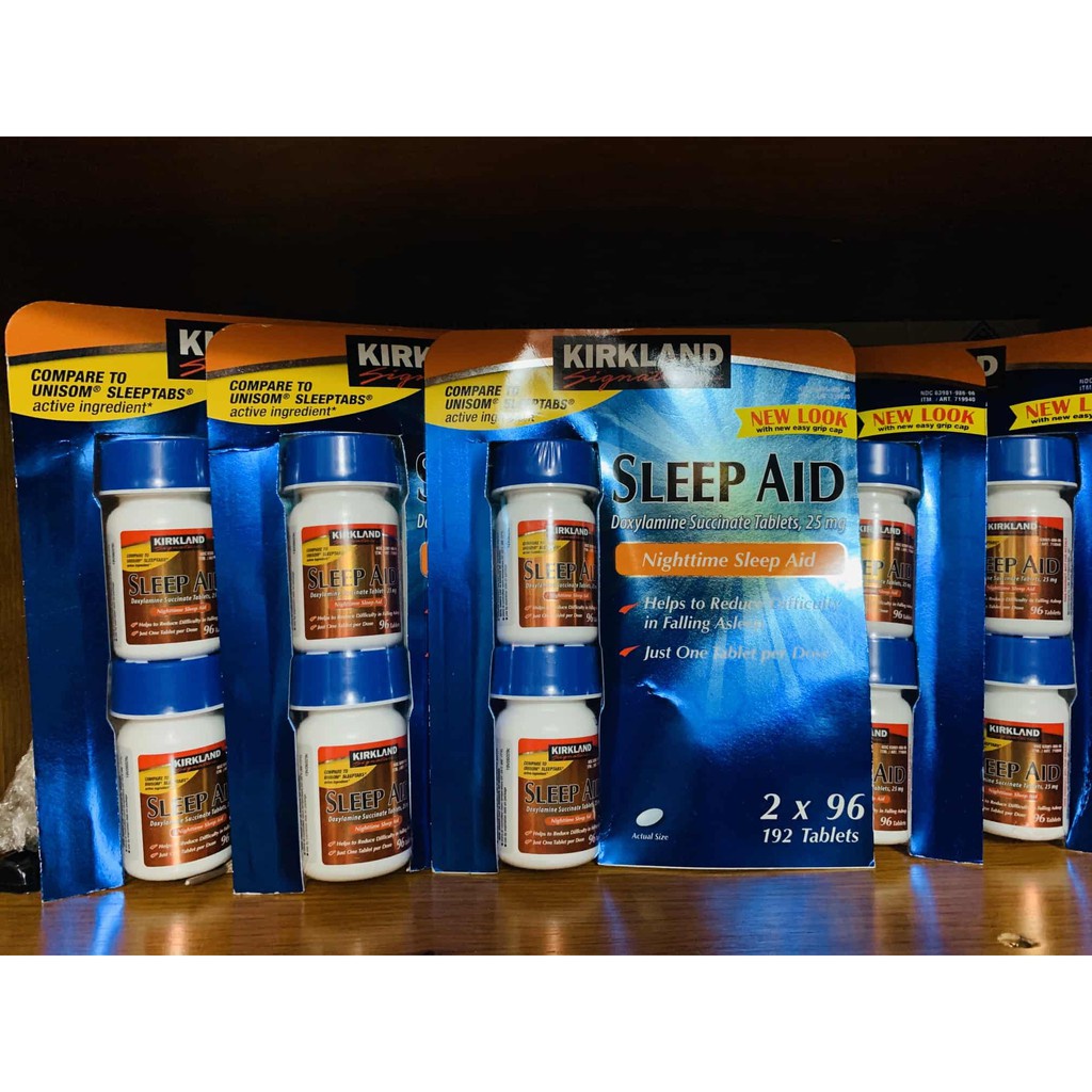 Viên ngủ ngon , Sleep aid 25ng , Kirkland Signature Sleep Aid Doxylamine Succinate 25 mg 96v viên x 2 , Hỗ trợ ngủ ngon.