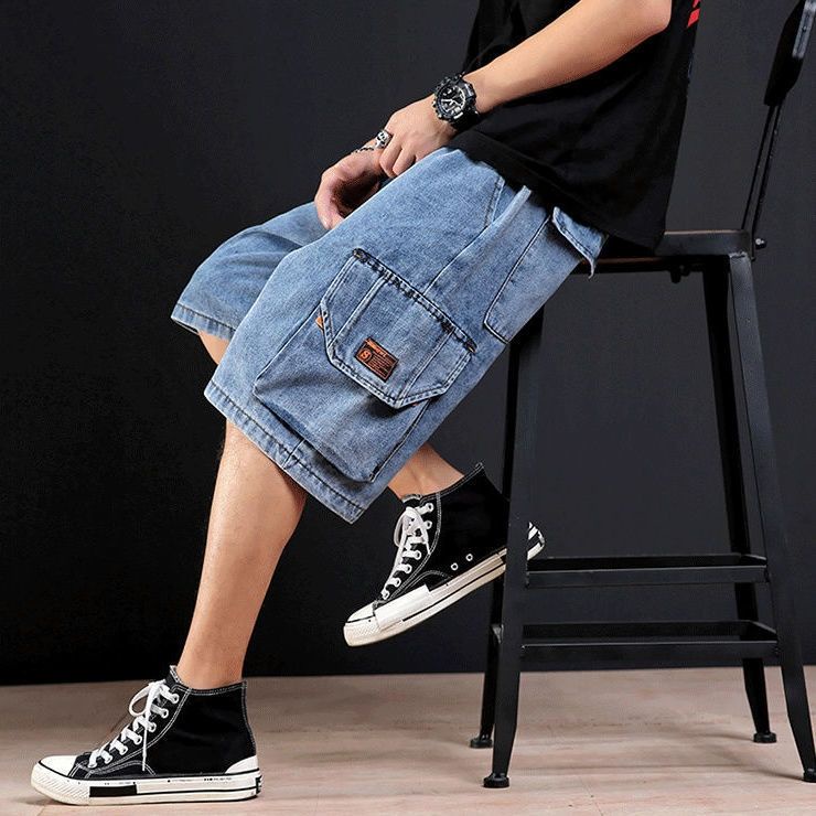 Quần short nam jean Bigsize Quần đùi dáng suông ngố túi hộp đen mùa hè Phong cách Hàn Quốc Thời Trang cao cấp đẹp