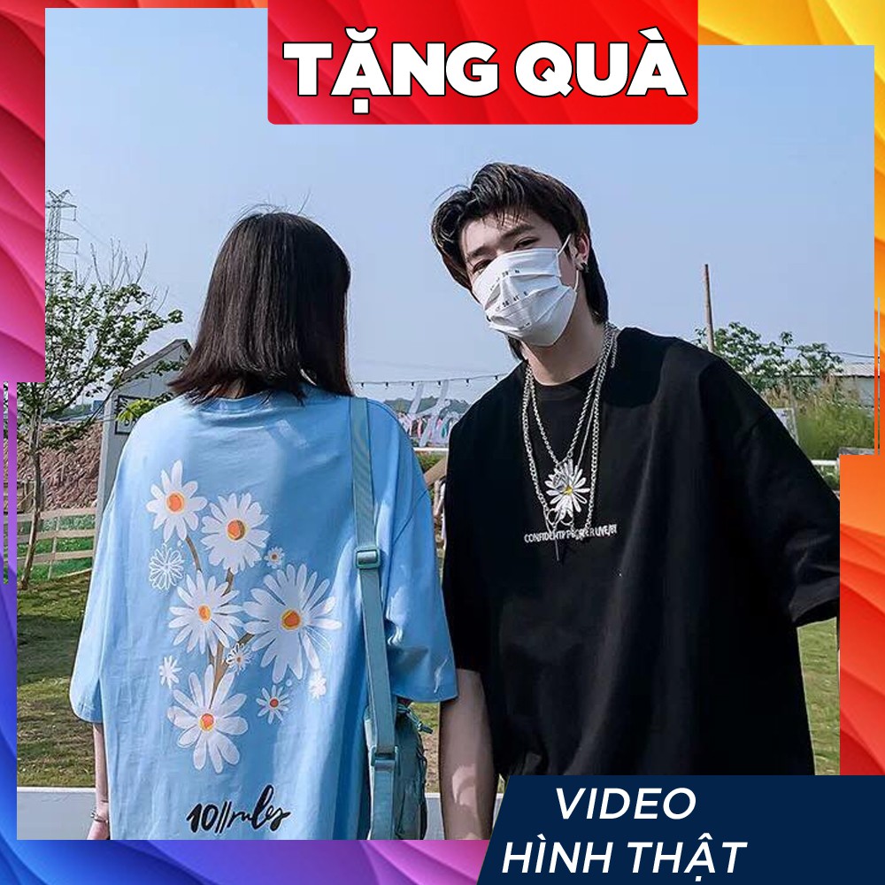 Áo thun tay lỡ freesize phông form rộng Unisex nữ, mặc cặp, nhóm, lớp in hình hoa cúc chữ 10 RULER | BigBuy360 - bigbuy360.vn