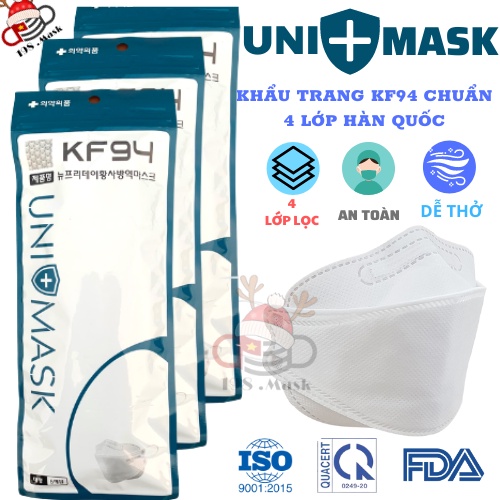 Khẩu Trang 4 Lớp KF94 UNI MASK Chống Bụi Mịn Và Kháng Khuẩn Hàng Cao Cấp Hàn Quốc (Bán Lẻ Từ 1 Chiếc)