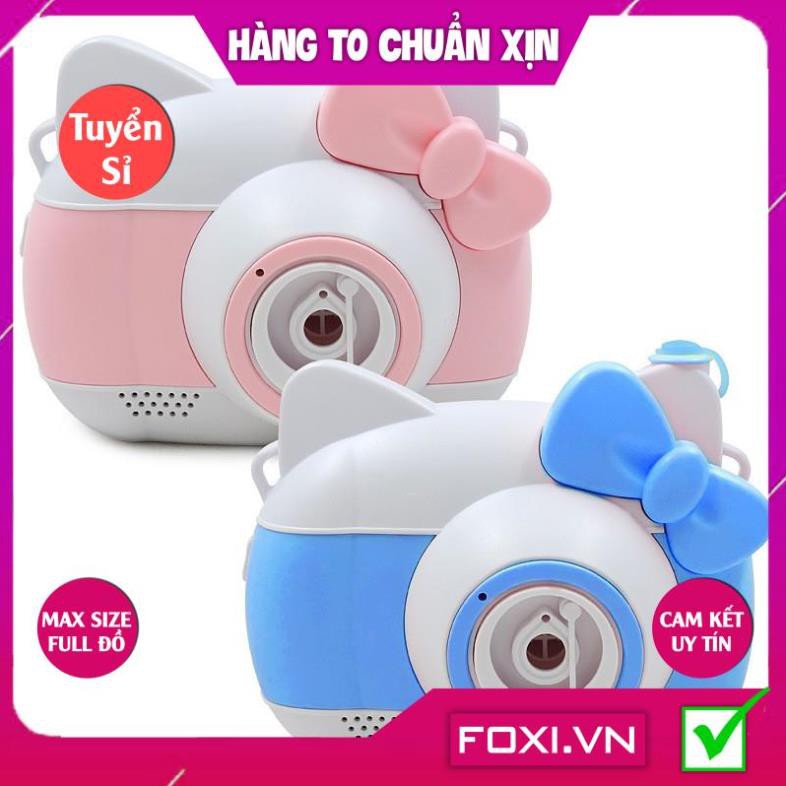 [FREESHIP HÀNG ĐẸP] Đồ chơi Máy ảnh thổi bong bóng hình heo con đáng yêu-mèo hello kitty-có đèn và nhạc-có dây đeo