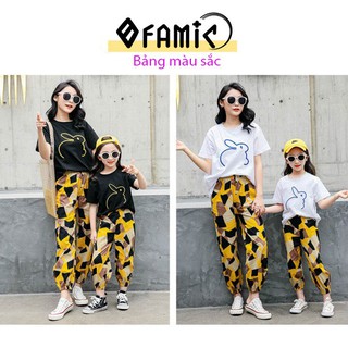 Đồ đôi mẹ và bé ❤️FREESHIP❤️ Giảm 5K khi nhập mã [ AO DOI ] ❤️ Áo Thêu Con Thỏ Quần Họa Tiết Mẹ và Bé Gái