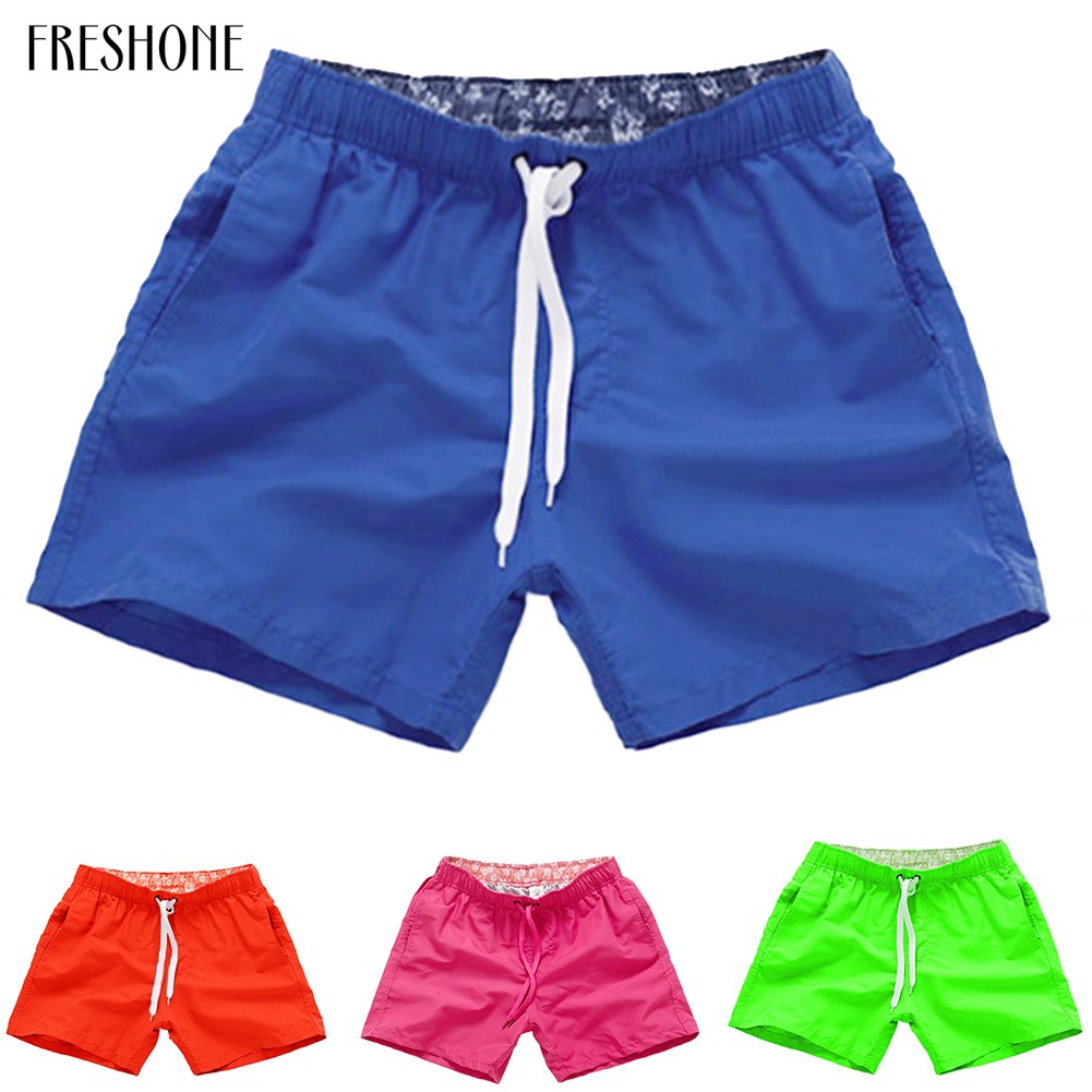 Quần Đùi Đi Biển Rút Dây Màu Trơn Thời Trang Mùa Hè Cho Nam