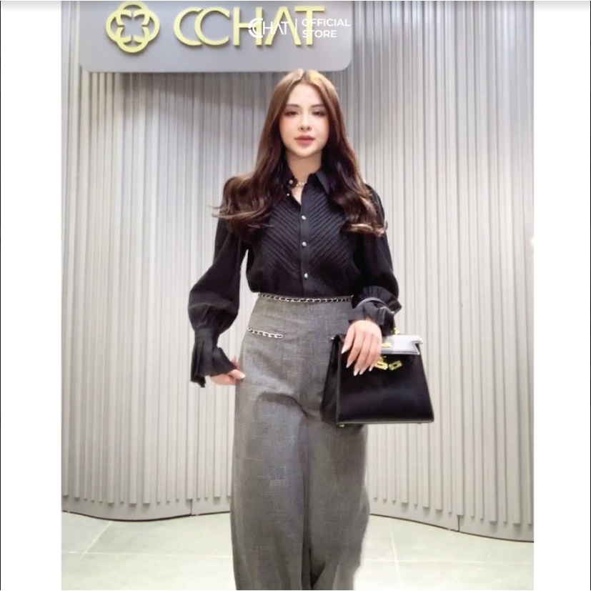 Áo Sơ Mi Nữ 𝐂𝐂𝐇𝐀𝐓 Kiểu Bấu Ly Chất Mango Cao Cấp Phong Cách Trẻ Trung