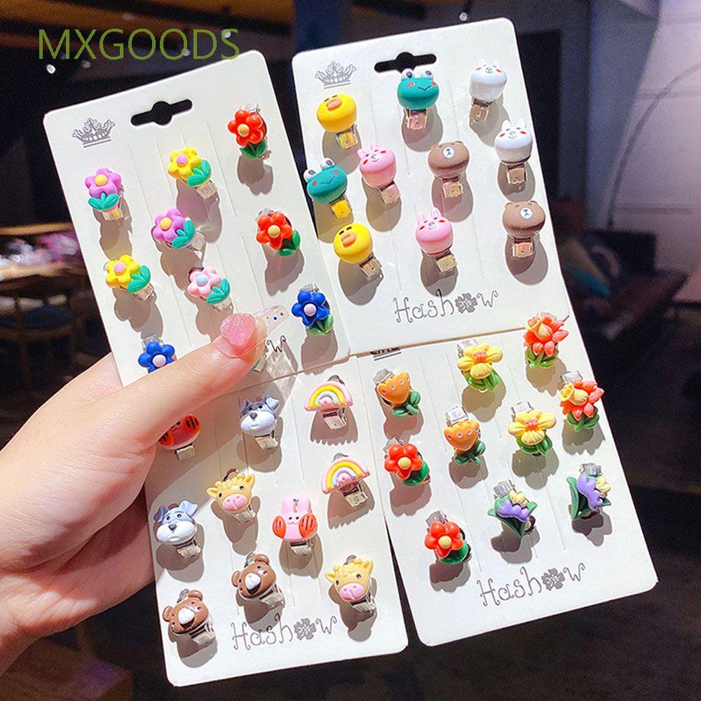 Set 10 khuyên kẹp vành tai hình kỳ lân/hoa/trái cây dễ thương cho bé gái