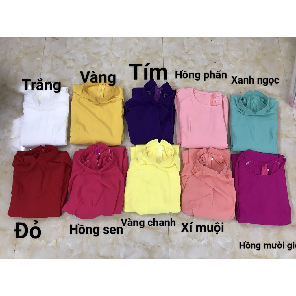 Áo Dài Học Sinh Áo Dài Trơn Truyền Thống 4 Tà Cổ 2cm Vuông Tay Lỡ