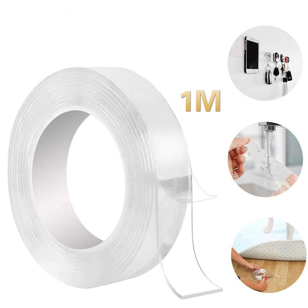 Băng keo nano 2 mặt độ dính cao chiều dài 1m không để lại dấu có thể rửa và có thể gỡ ra được