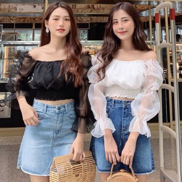 Áo xốp trễ vai kèm ảnh thật