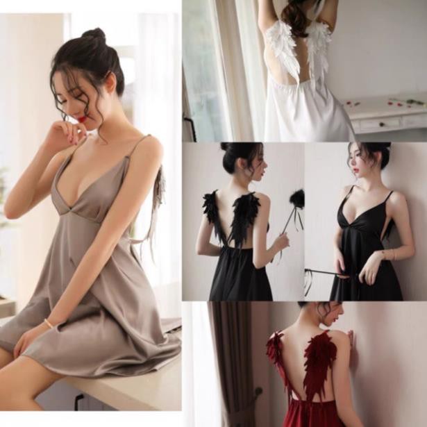 [Dưới 55kg] Đầm ngủ đôi cánh sexy siêu hot - Váy ngủ satin lụa sexy  - cô chủ nhỏ chuyên sỉ ་