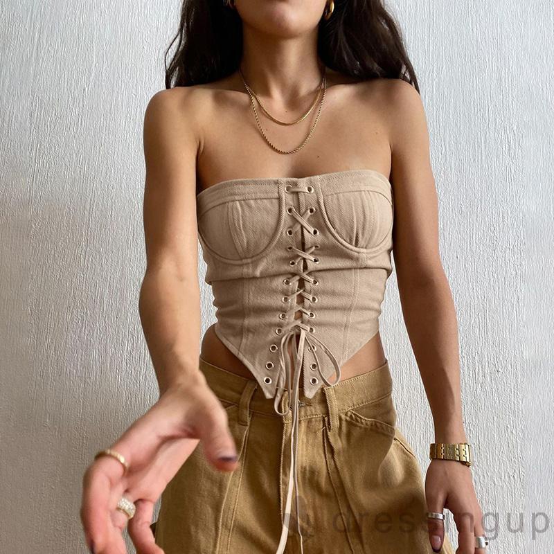 Áo Tank Top Hai Dây Rút Dáng Ôm Hở Vai Thiết Kế Bất Đối Xứng Cho Nữ