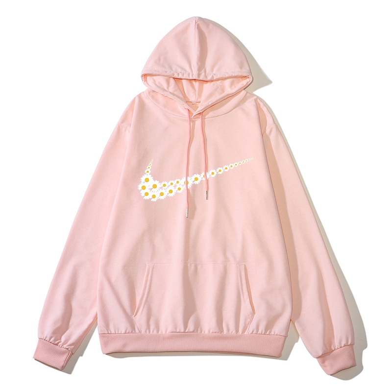 Áo Khoác Hoodie Tay Dài Dáng Rộng In Hình Hoa Cúc & Nike Thời Trang Phong Cách Hàn Quốc Cho Cặp Đôi