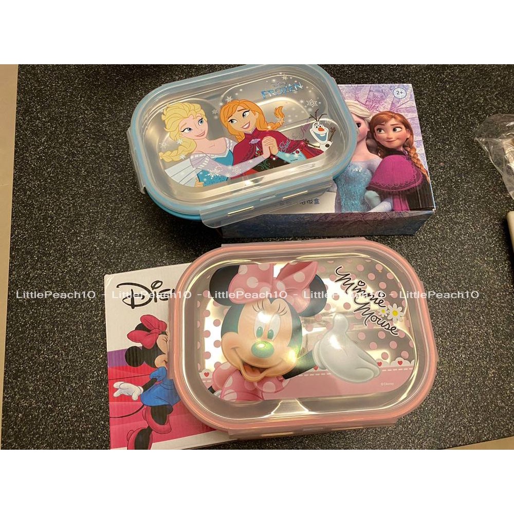 Hộp đựng cơm , khay cơm 3 ngăn Disney inox giữ nhiệt Frozen Car Monster cho trẻ em